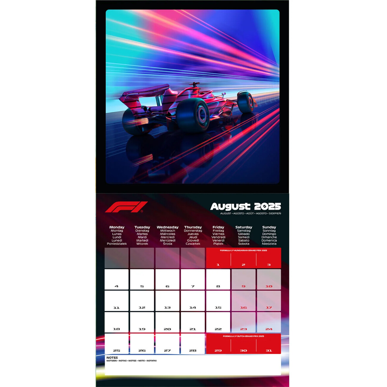 Calendario Da Tavolo Formula 1 2025 - 2 Pezzi Con Agenda Settimanale E Percorsi F1