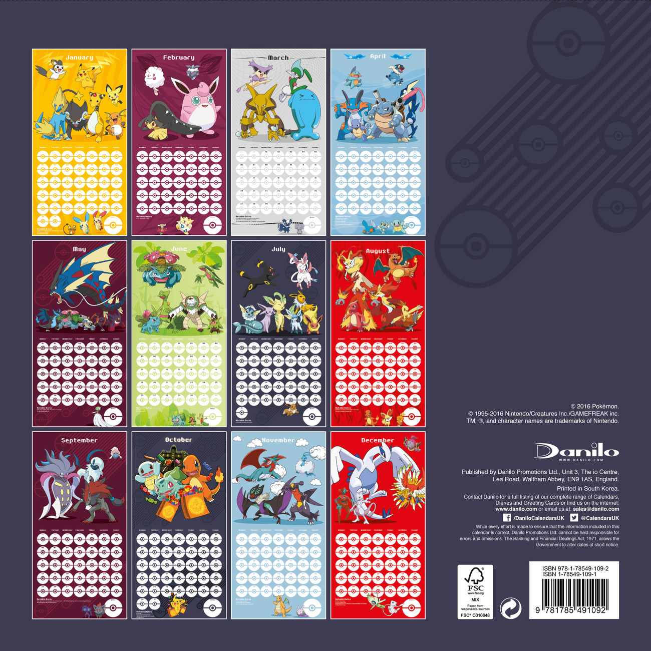 Calendario 2018 Pokemon EuroPosters.it