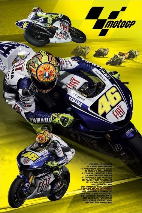 Poster, Quadro Moto GP valentino rossi Poster sul muro 3+1