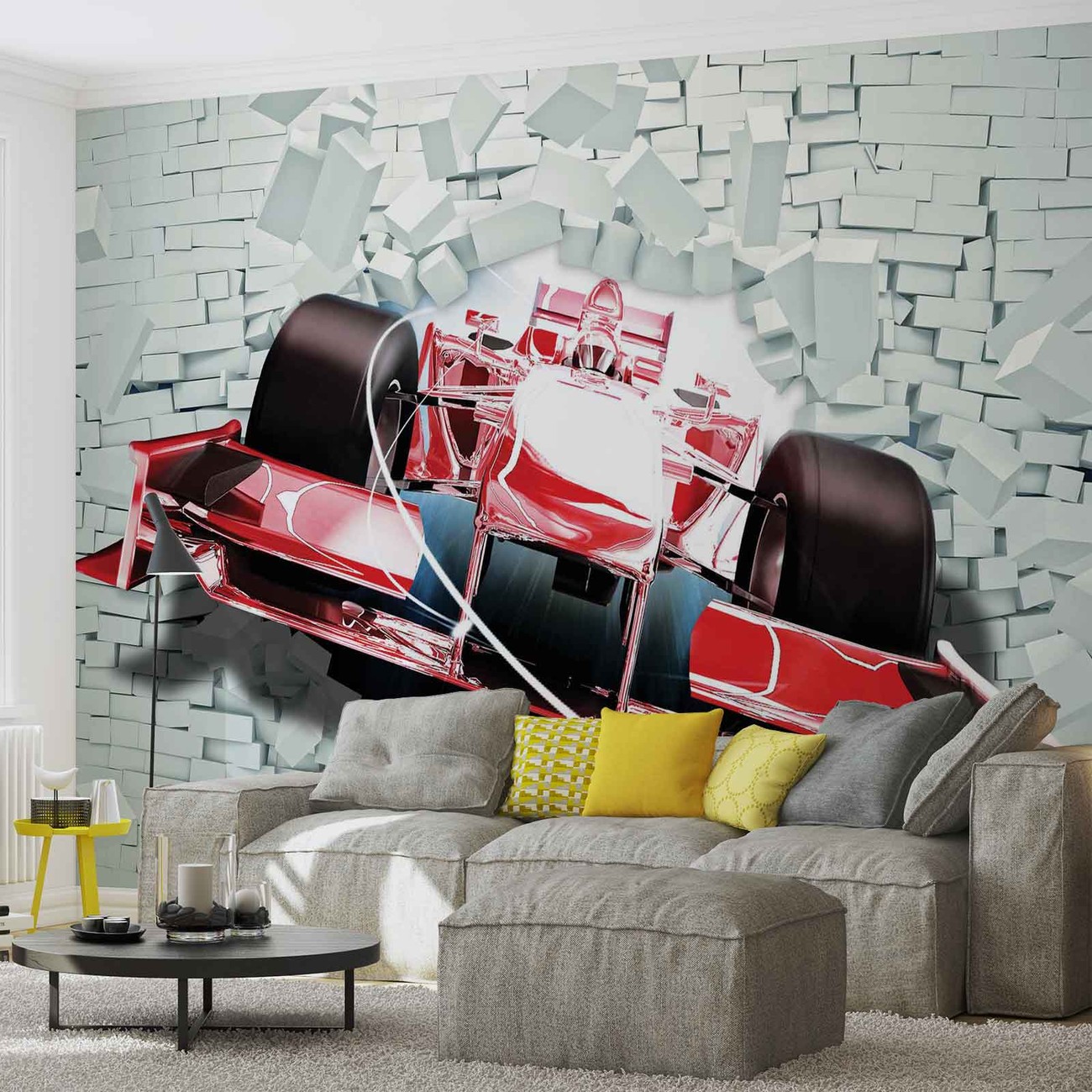 5 pièces d'art mural sur toile pour salon Formule F1 Voiture de course Rouge Peinture HD pour décoration d'intérieur moderne La pièce tendue et encadrée prête à accrocher