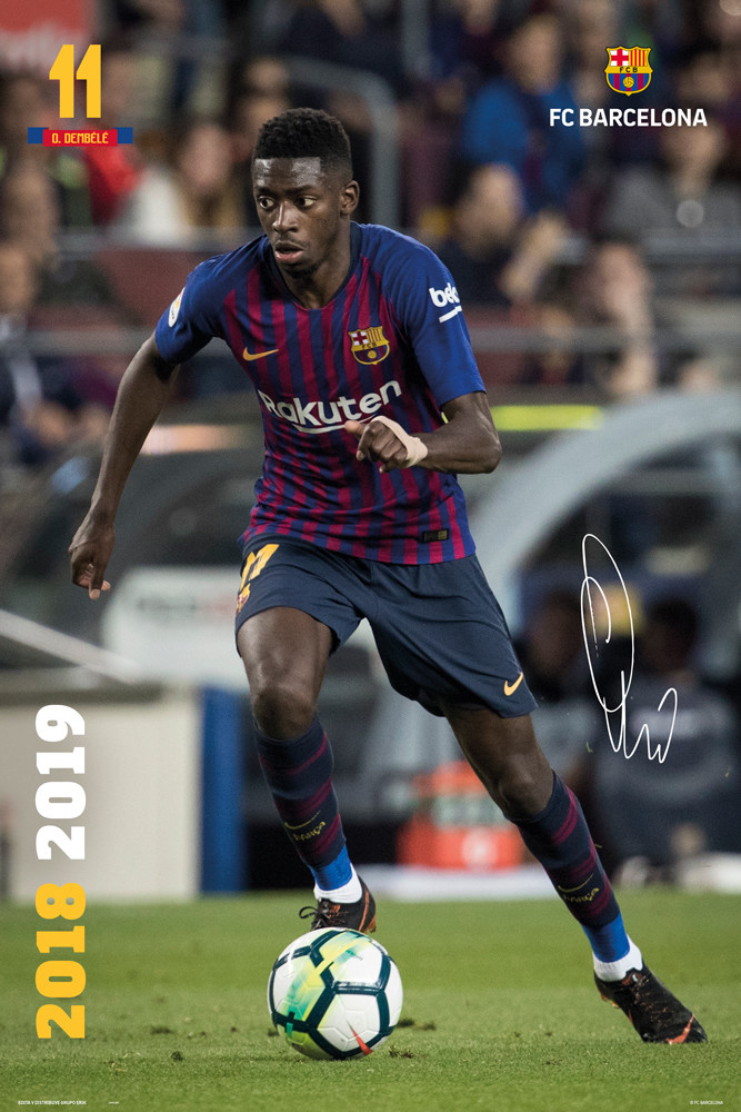 Flocage Officiel FC Barcelone Dembélé 2018/2019 – Domicile Junior, Jaune, Neuf