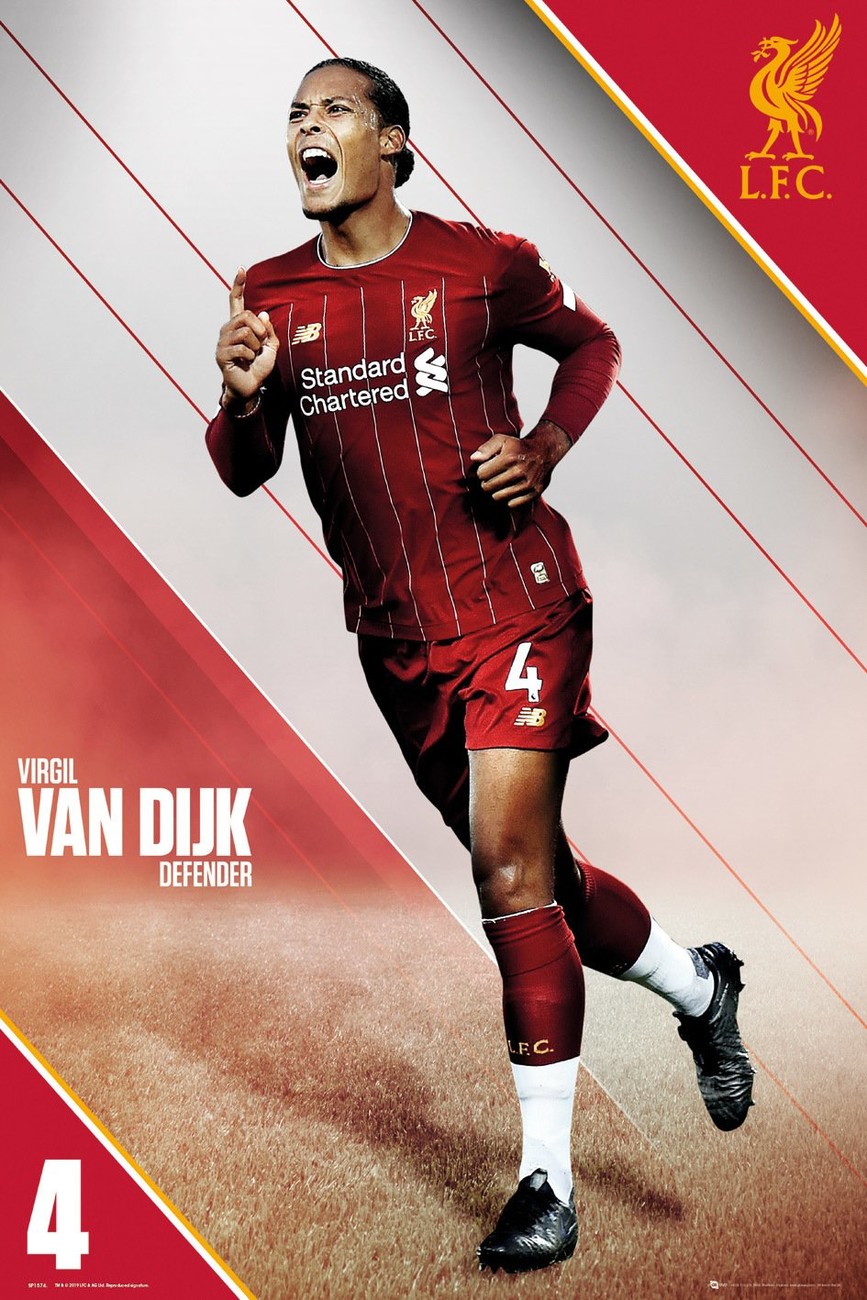 Poster, Quadro Liverpool Van Dijk 19-20 Poster sul muro 3+1