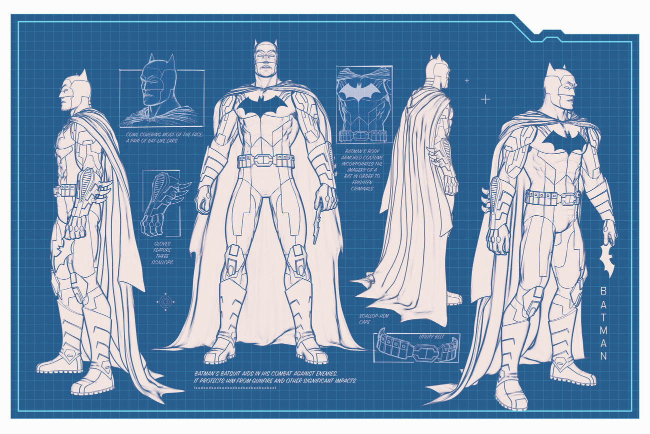 Poster, quadro Batman - Batsuit blueprint | Regalos, merch | Posters