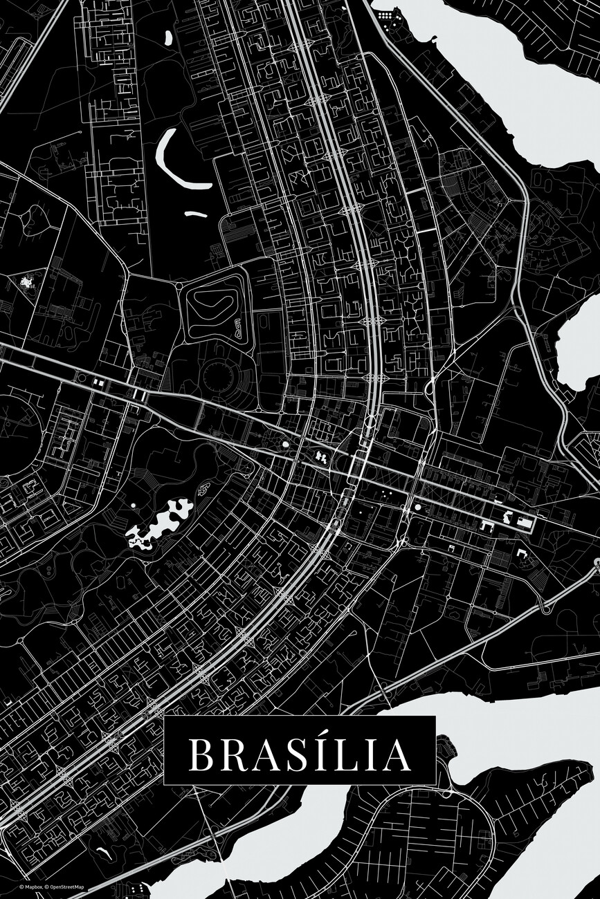 Stadtkarte Von Brasilia Black Ç€ Alle Stadtkarten Und Landkarten Zum Aufhangen