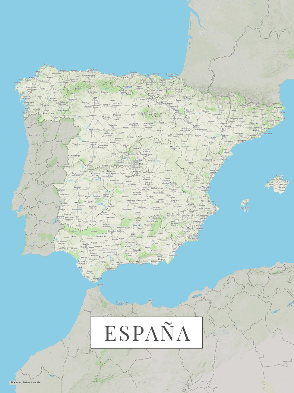 Poster de Mapa España. Láminas e ilustraciones de ciudades