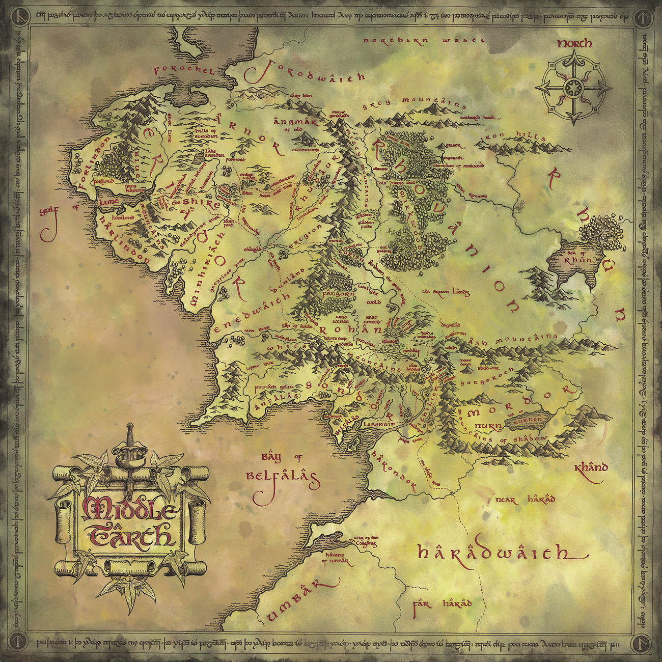 Wall Art Print Map Of Middle-Earth | Gifts & Merchandise | UKposters