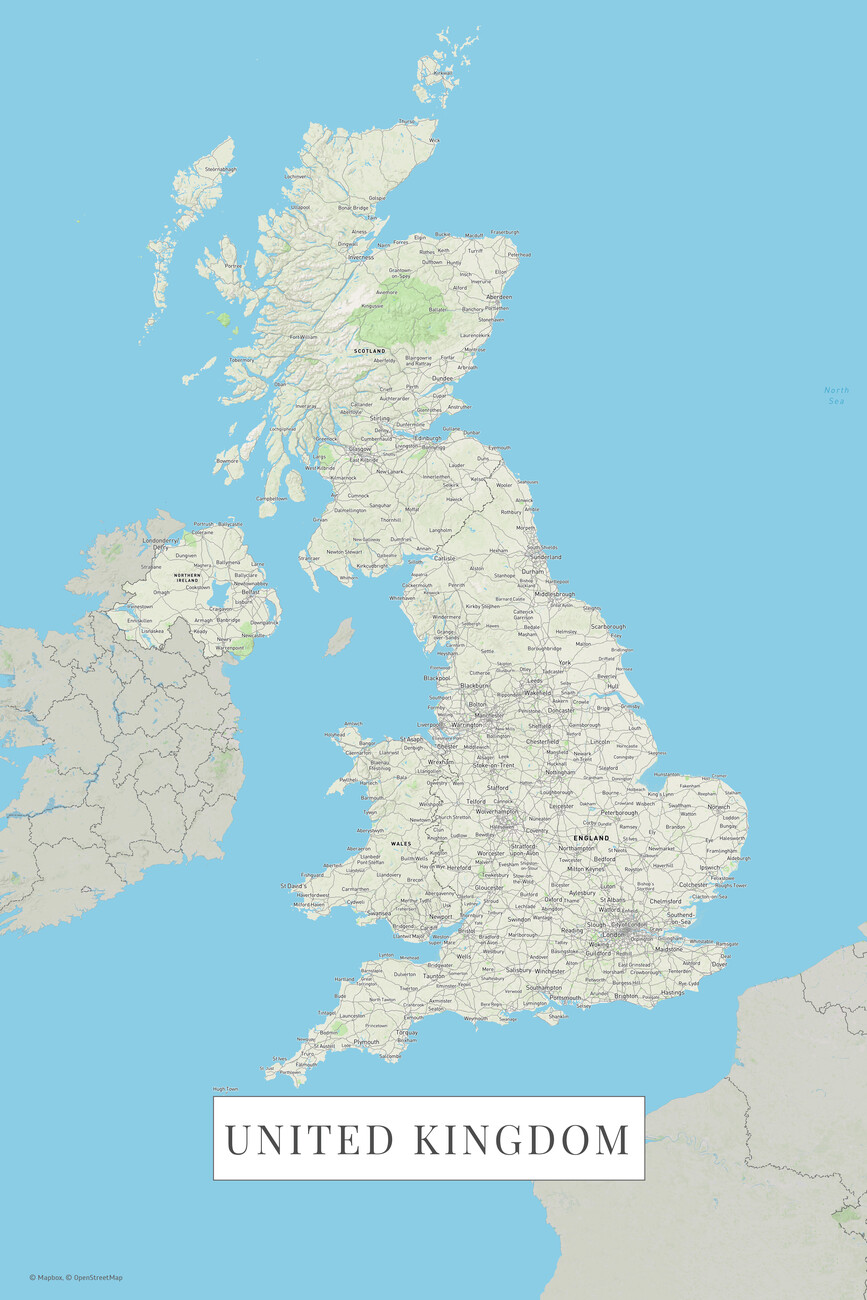 toetje Ongeëvenaard adverteren Kaart van United Kingdom color ǀ Alle stadskaarten en wereldkaarten aan de  muur
