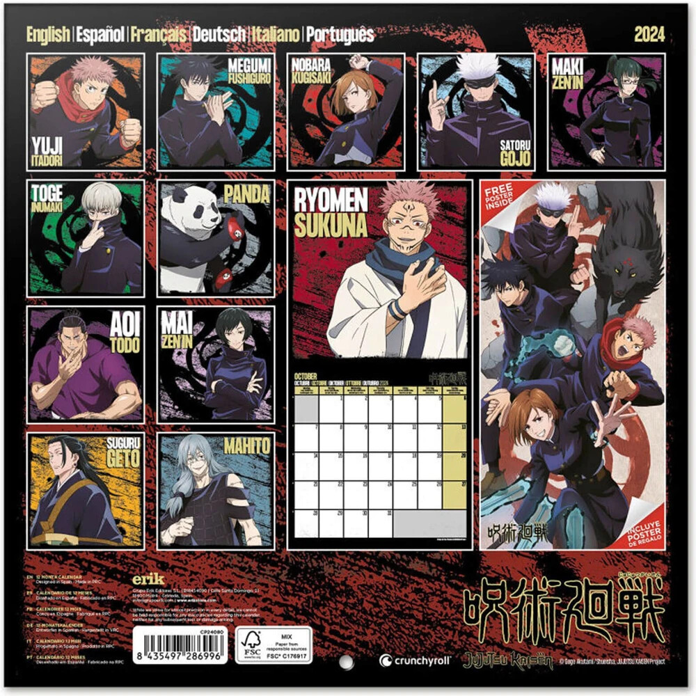 Jujutsu Kaisen Square Calendari da muro 2026 Compra su Europosters
