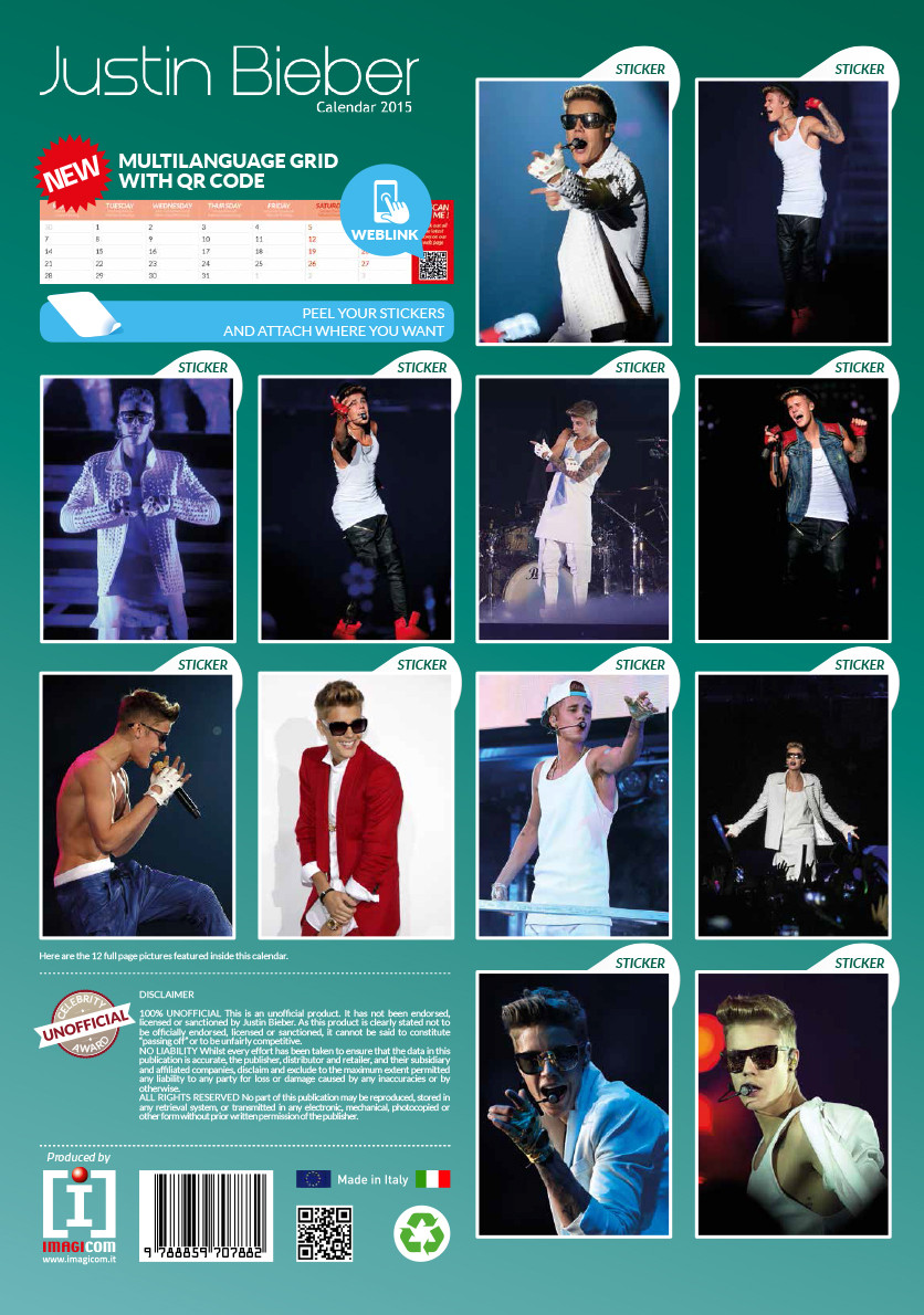 Justin Bieber Calendari da muro 2026 Compra su Europosters