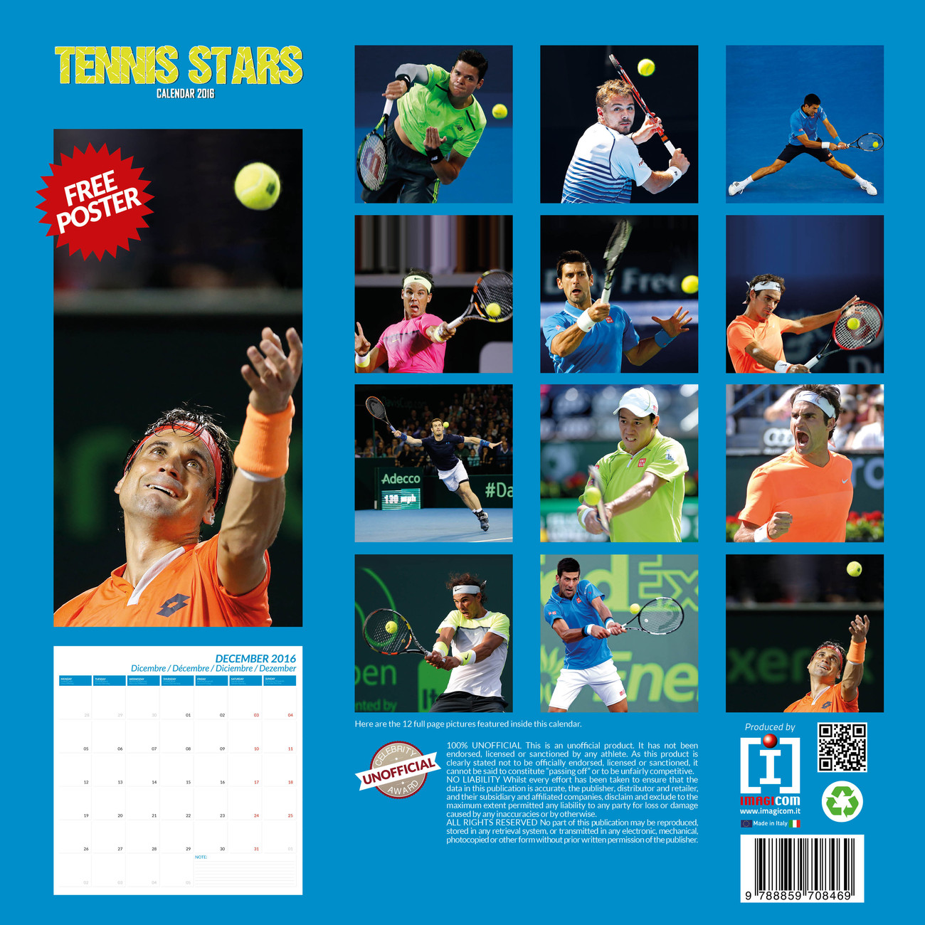 Tennis Calendari da Muro 2022 Compra su Europosters.it