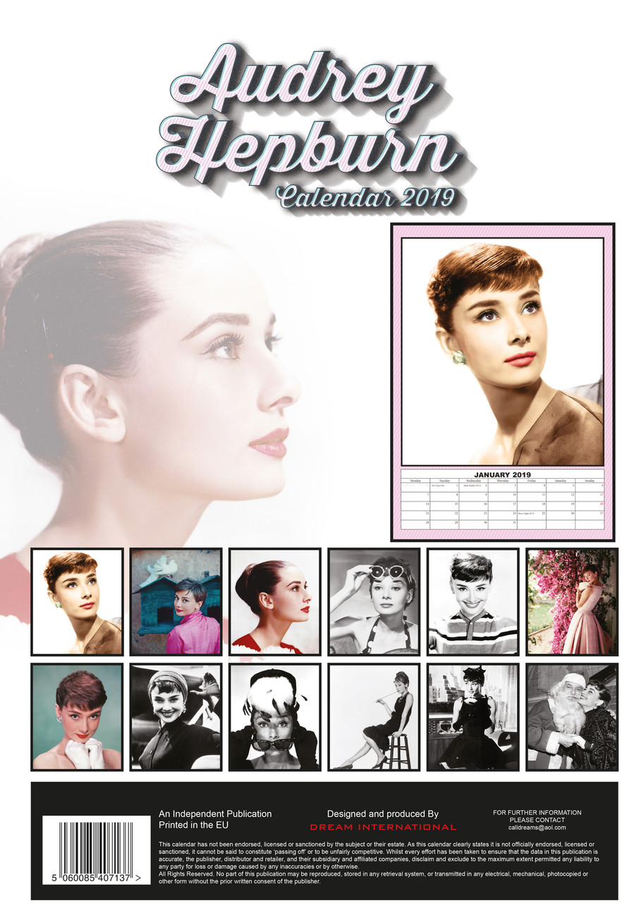 Audrey Hepburn Calendari da Muro 2019 Compra su Europosters.it