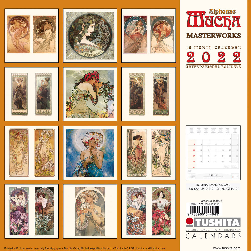 Alphonse Mucha Poster Art Calendarios de pared 2026 Consíguelos