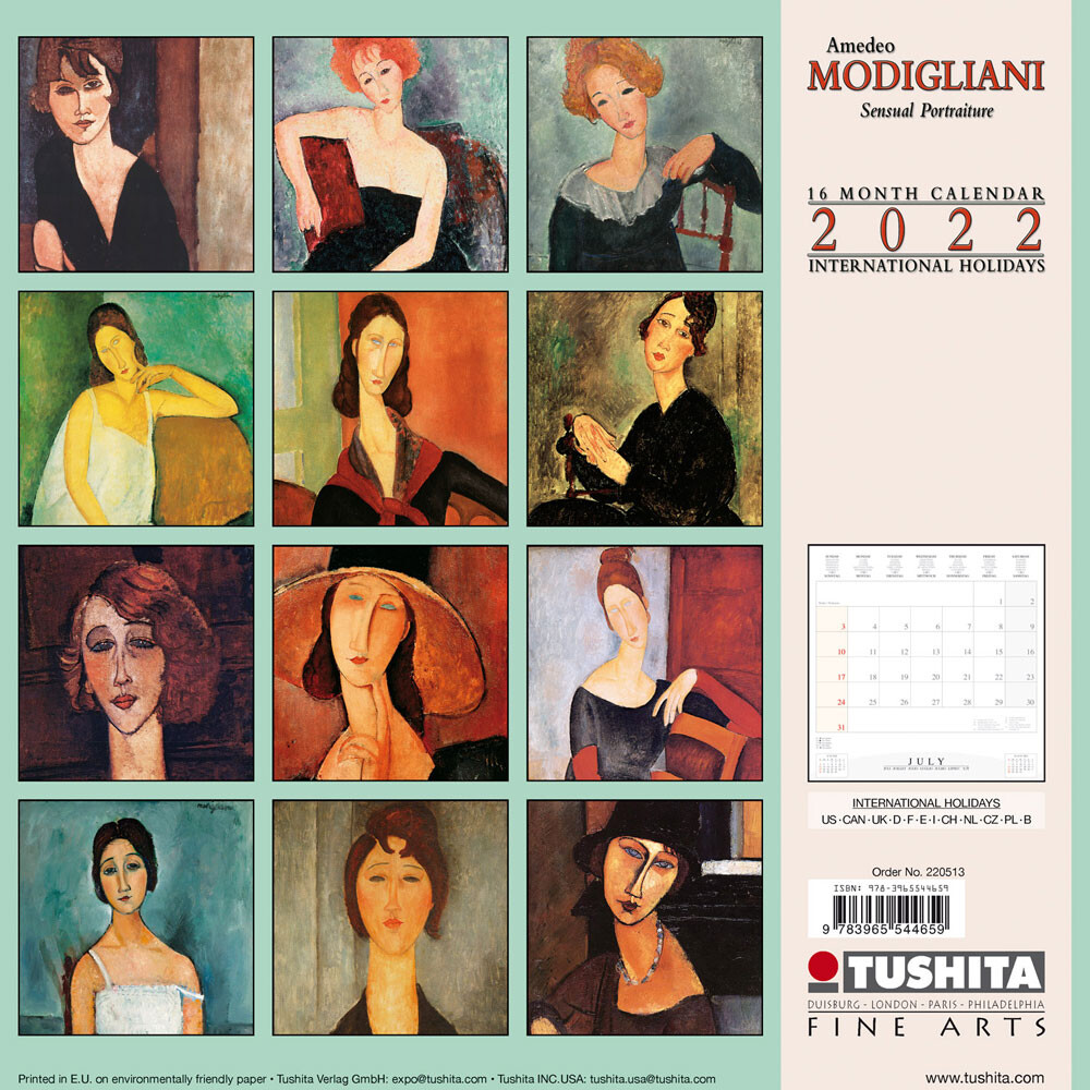 Amedeo Modigliani Sensual Portraits Calendarios de pared 2024