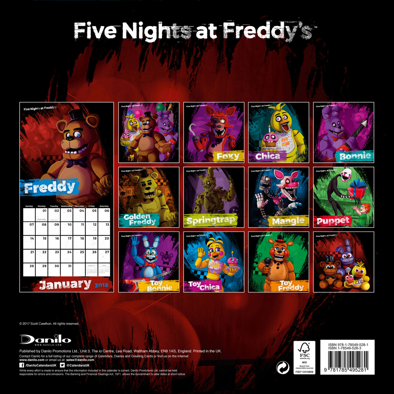 Five Nights At Freddys Calendarios de pared 2018 Consíguelos en