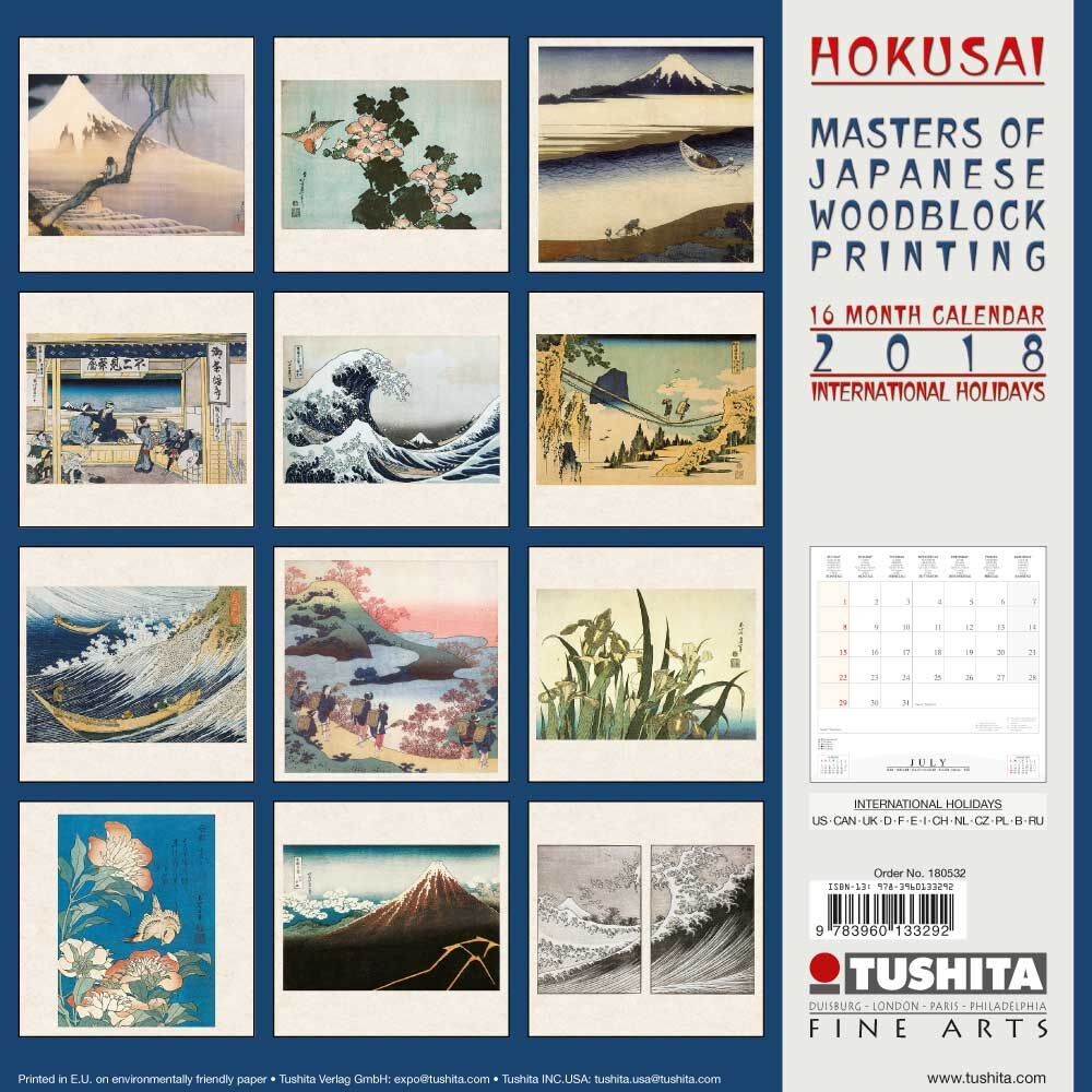 Hokusai Calendario de pared cuadrado 2020