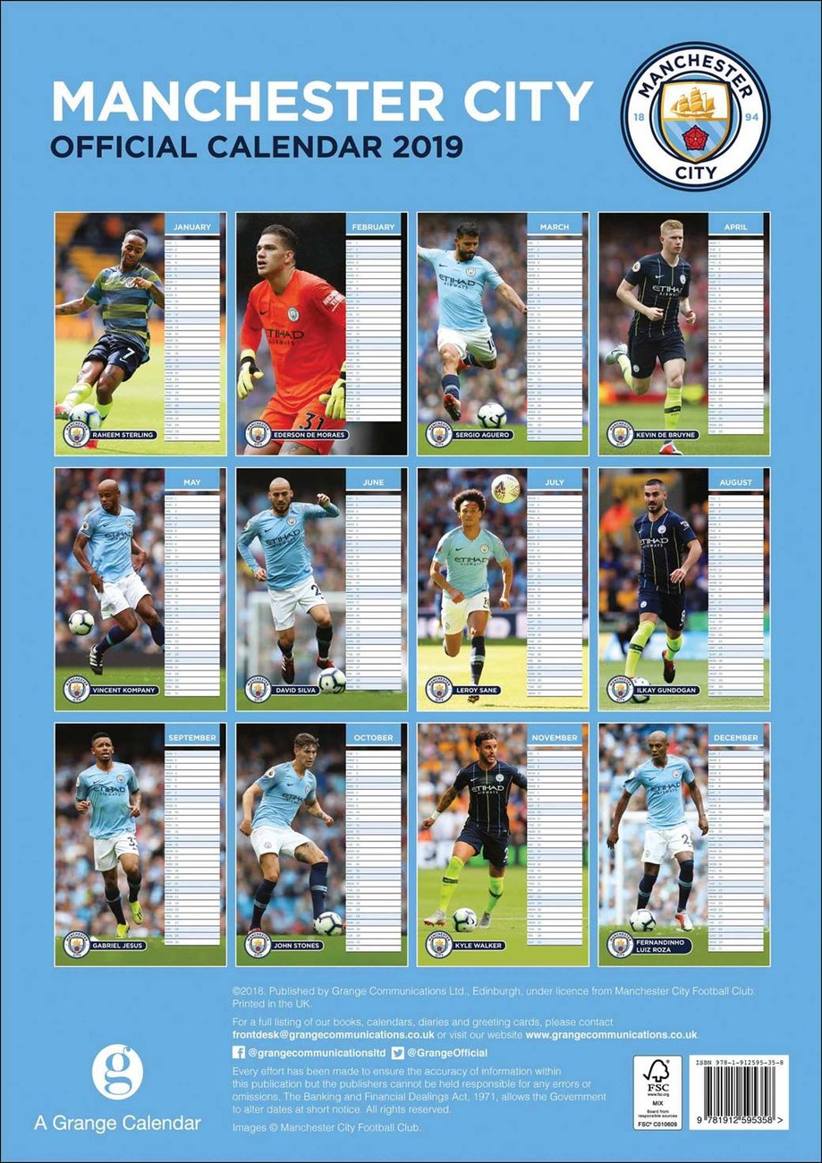 Manchester City Calendarios De Pared 2019 Cons guelos En Posters es
