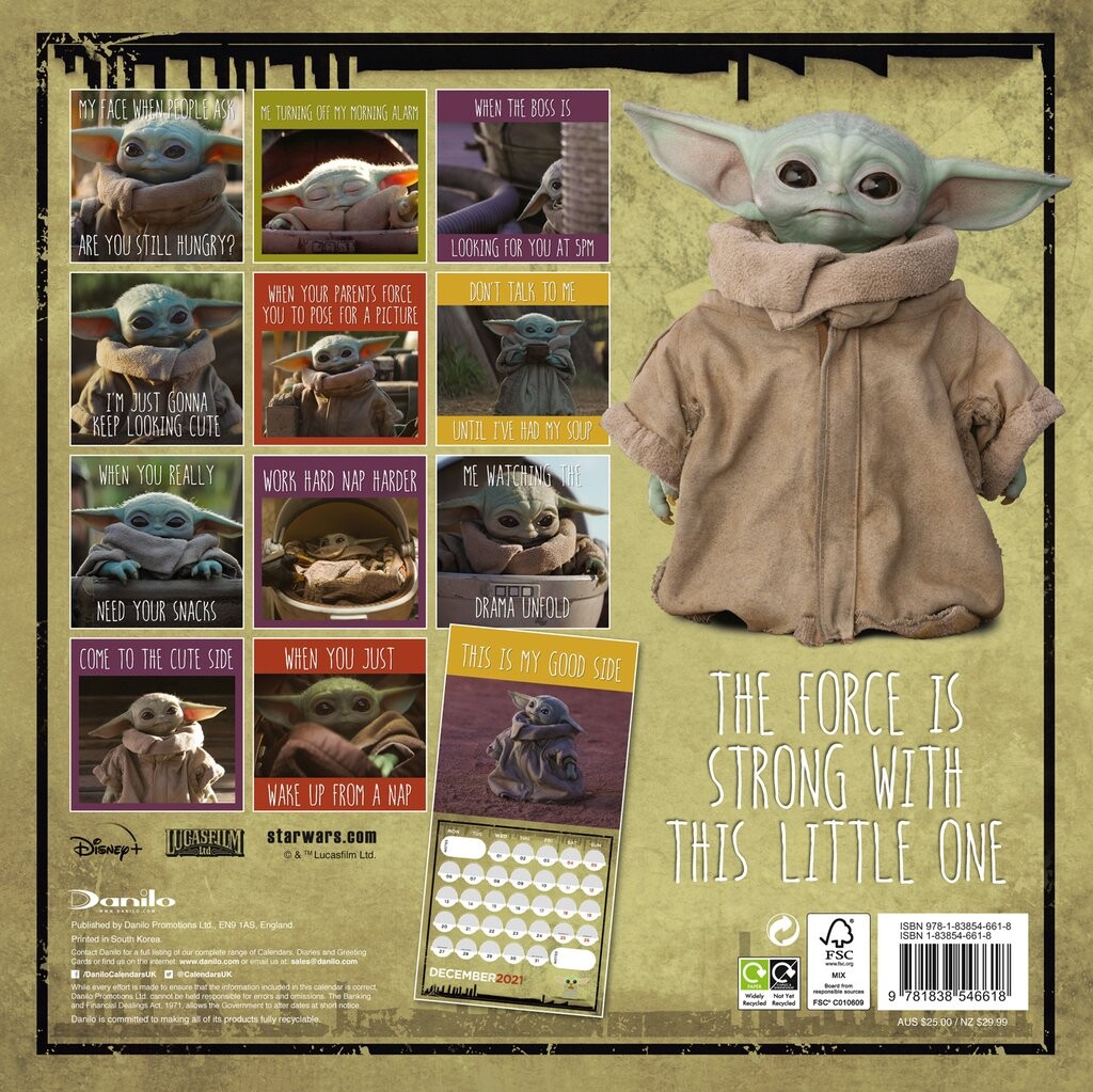 Star Wars The Mandalorian The Child (Baby Yoda) Calendarios de