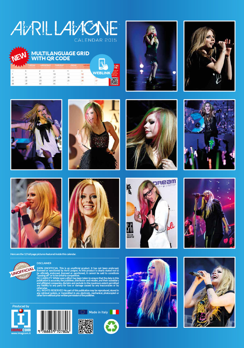 Avril Lavigne Wall Calendars 2015 Buy At Europosters