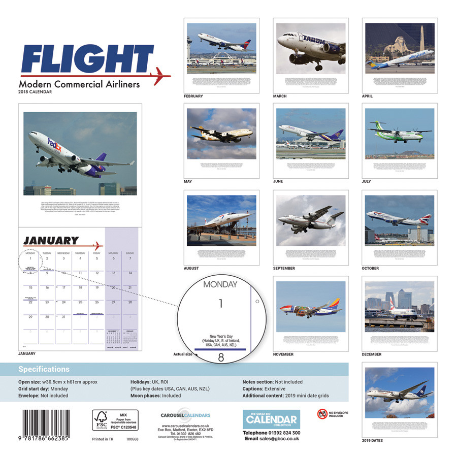 Flight, Modern Commercial Airliners Wall Calendars 2024 Buy at