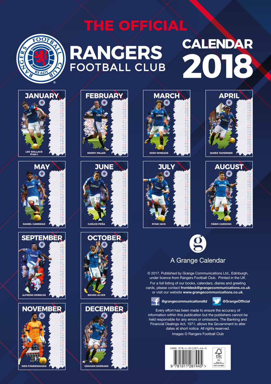 Glasgow Rangers Wall Calendars 2018 Buy at UKposters