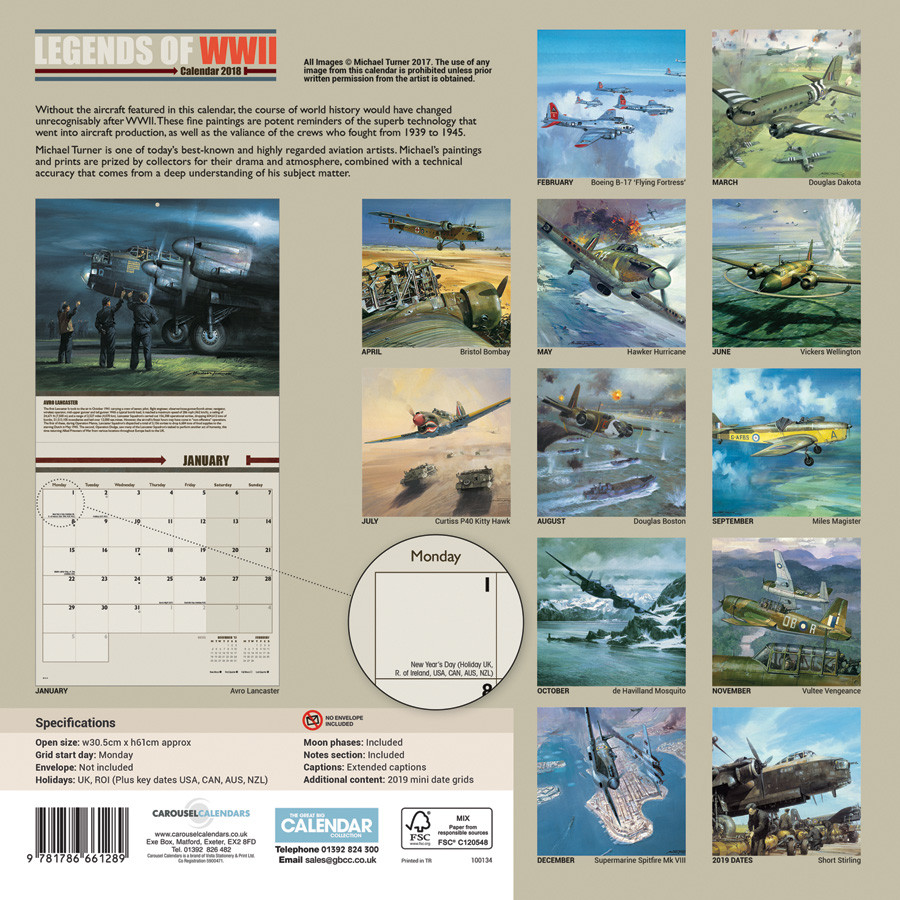 Legends of WWII Wall Calendars 2024 Buy at Europosters