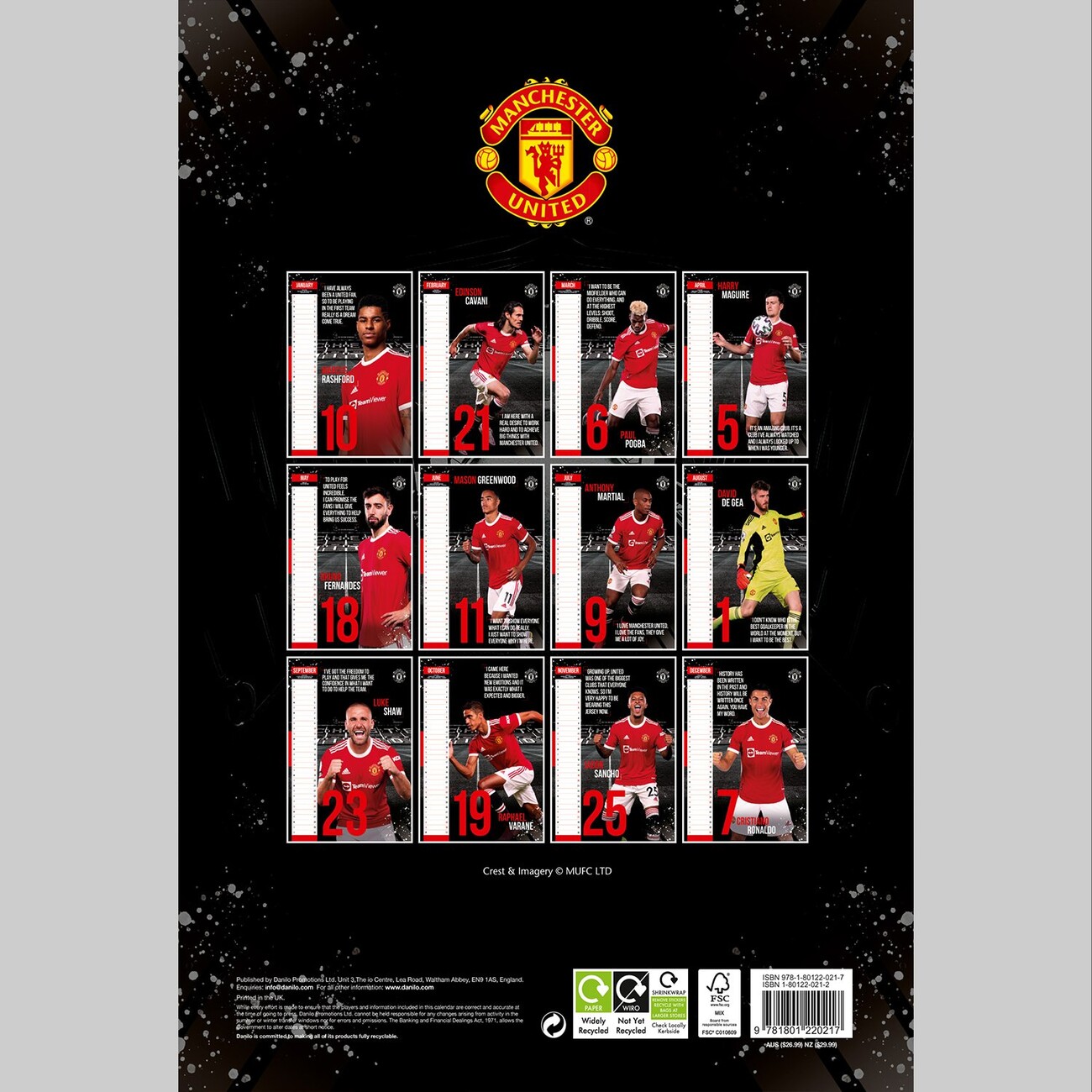 Manchester United FC Wall Calendars 2022 Buy at UKposters