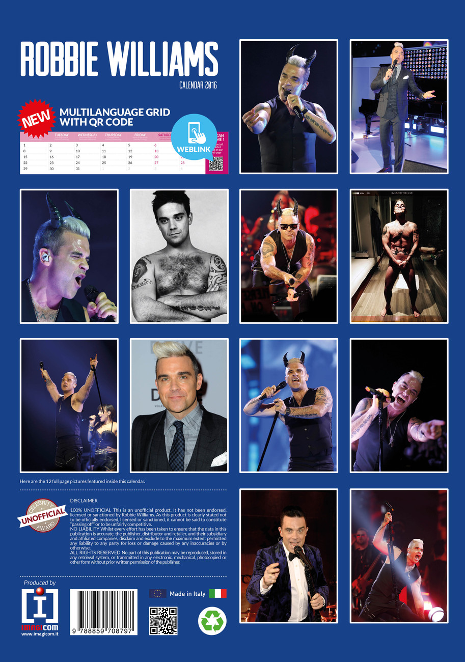 Robbie Williams Wall Calendars 2016 Buy at UKposters