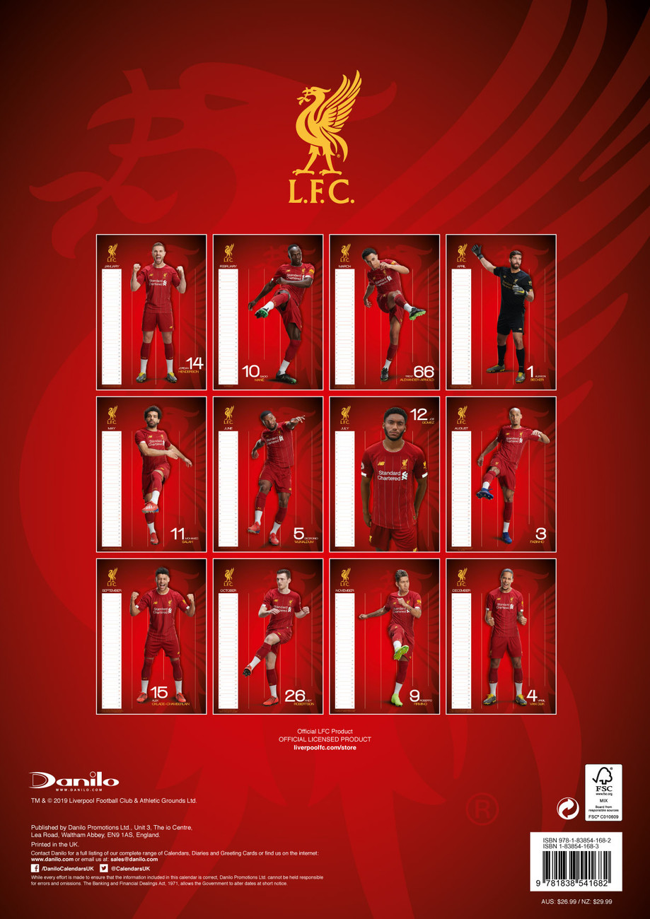 Liverpool FC Calendriers Achetez sur Europosters.fr