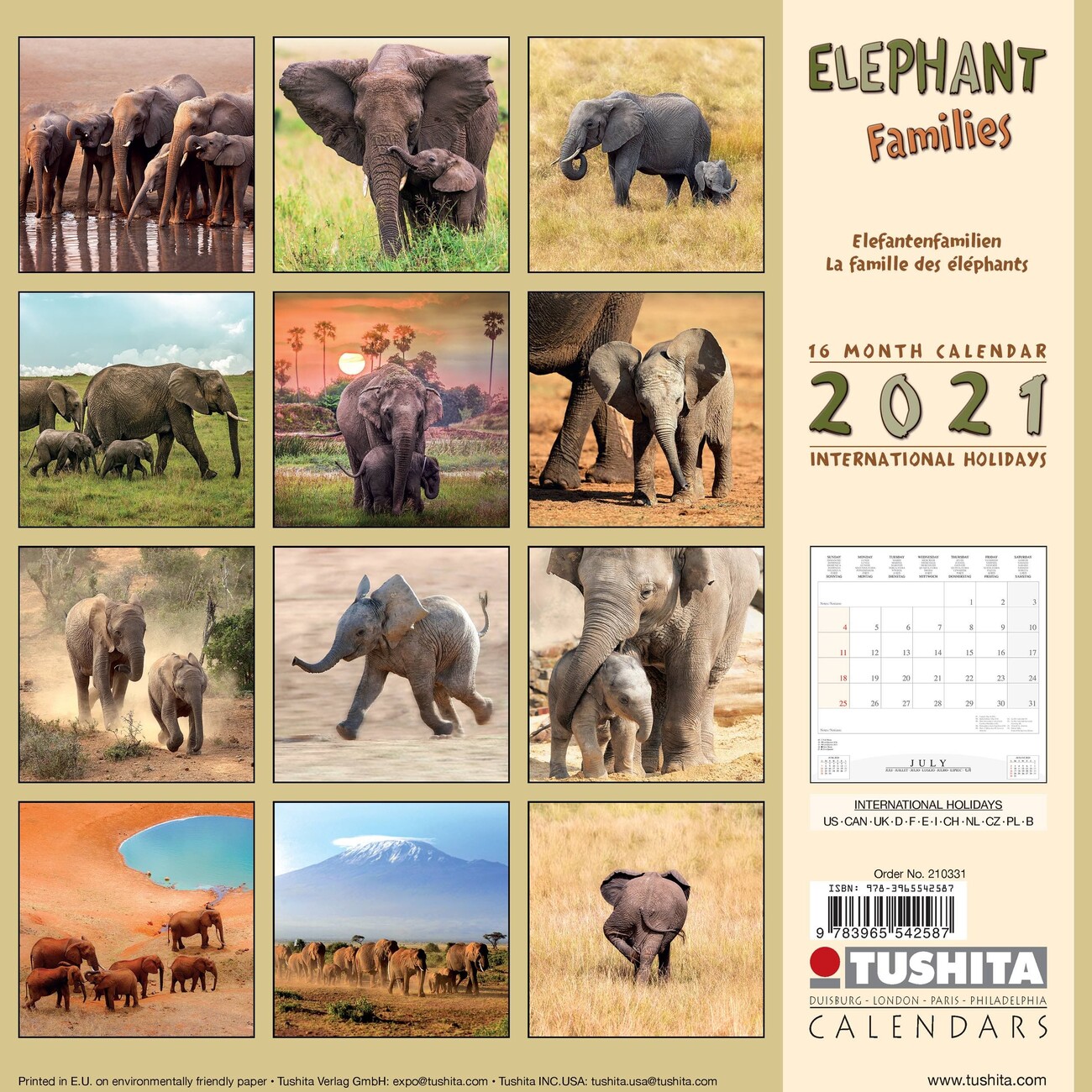 Elephant Families - Calendriers 2021 | Achetez Sur Europosters.fr