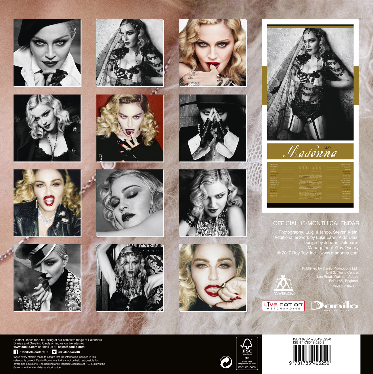 Calendrier Madonna 2026 - Format A3, Reliure Spirale, Planche De Renfort Pour Plus De Durabilité