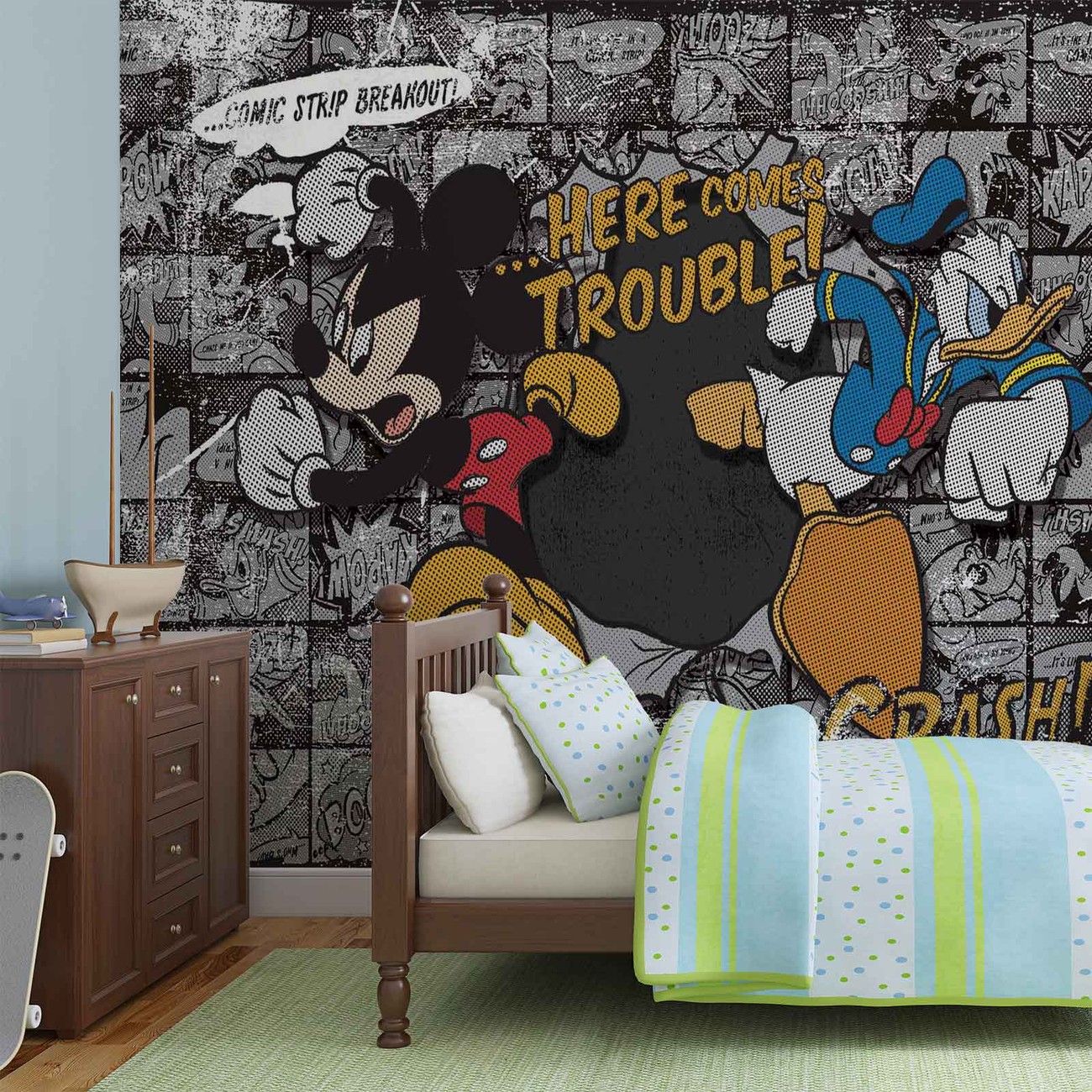 DISNEY MURO MURALE Foto Carta da Parati per Bambini Cameretta Topolino  Marrone EUR 111,72 - PicClick IT