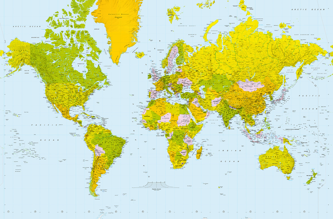 Mappa Politica Mondo : Carta Del Mondo Fisica E Politica Murale Da
