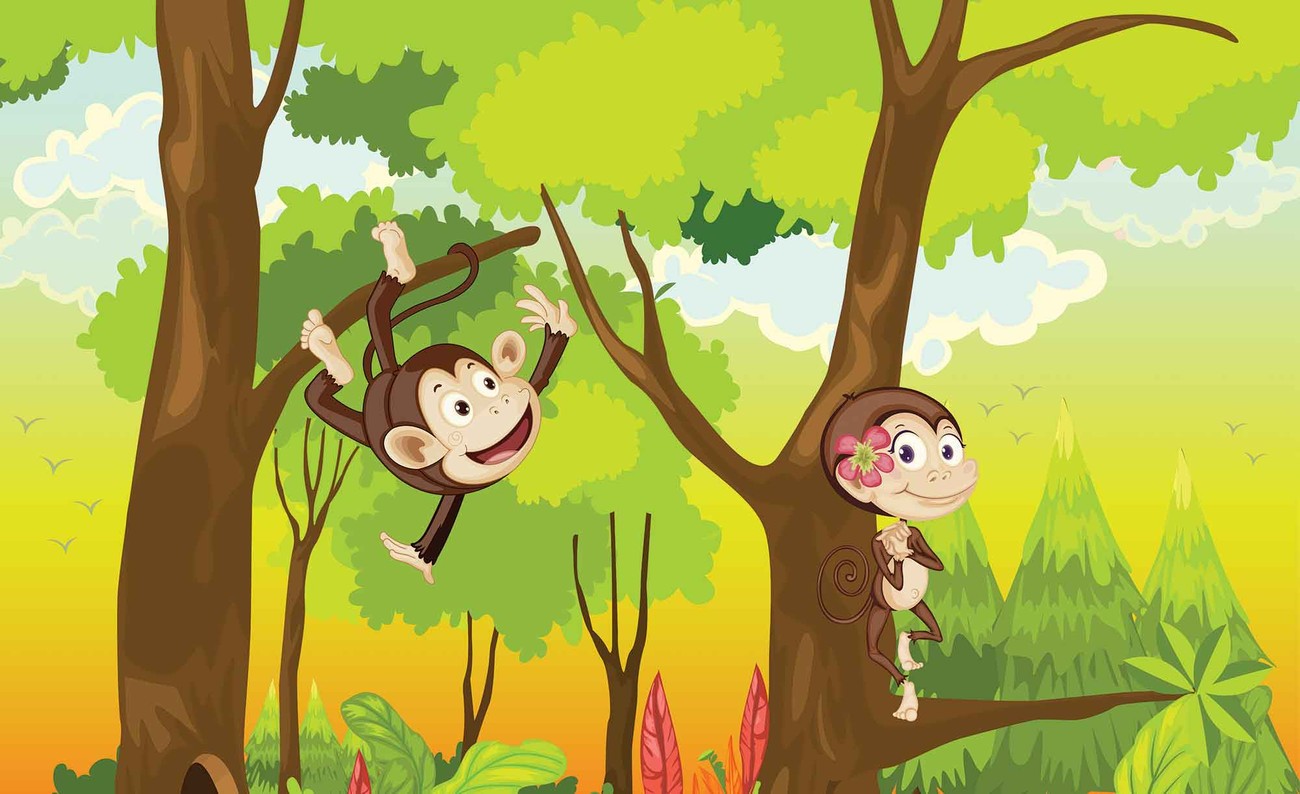 Cameretta per bambini a tema scimmiette