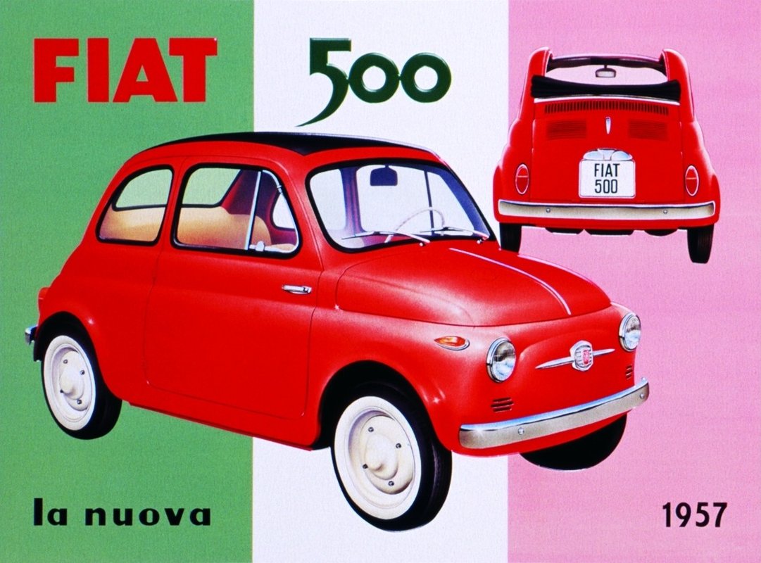 FIAT 500, Cartelli rétro in metallo da collezione