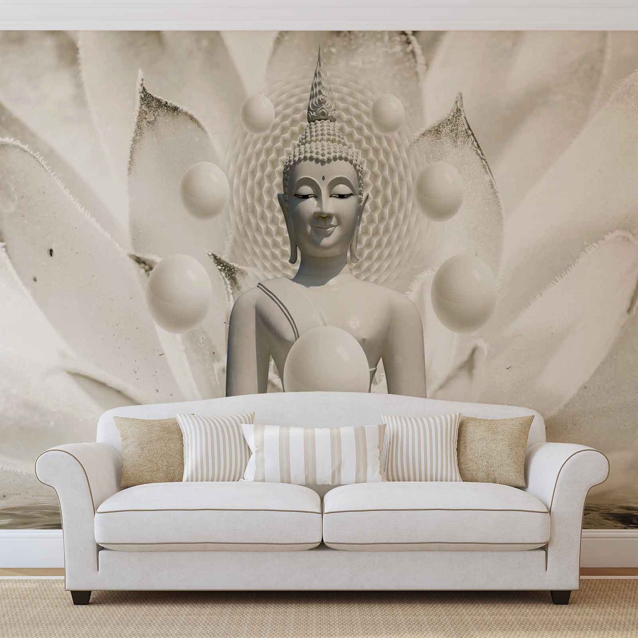 Tactiel gevoel over het algemeen pauze Buddha Zen Spheres Flower 3D Fotobehang, Behang - Bestel nu op  EuroPosters.nl