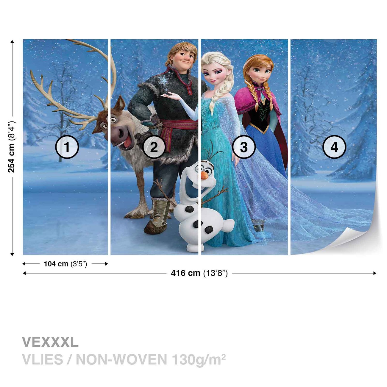 Fotomural Disney Frozen Elsa Anna Olaf Sven Papel Pintado Posterses 5638