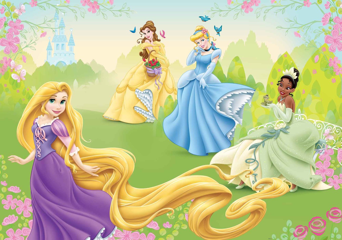Fotomural Princesas de Disney Rapunzel Tiana Belle, Papel pintado |  