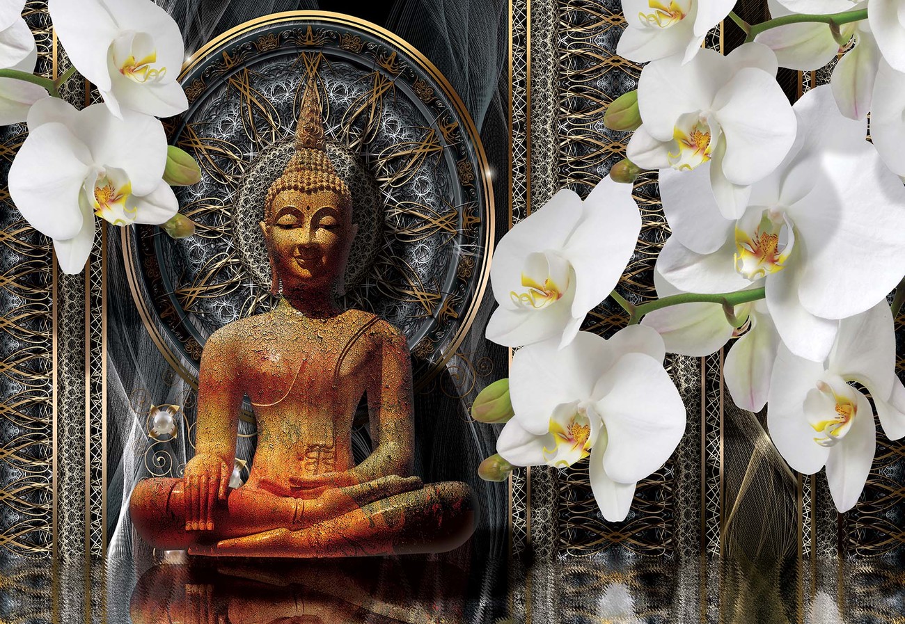 Buddha Zen Flowers Orchids Mandala Fototapet Europosters Ro