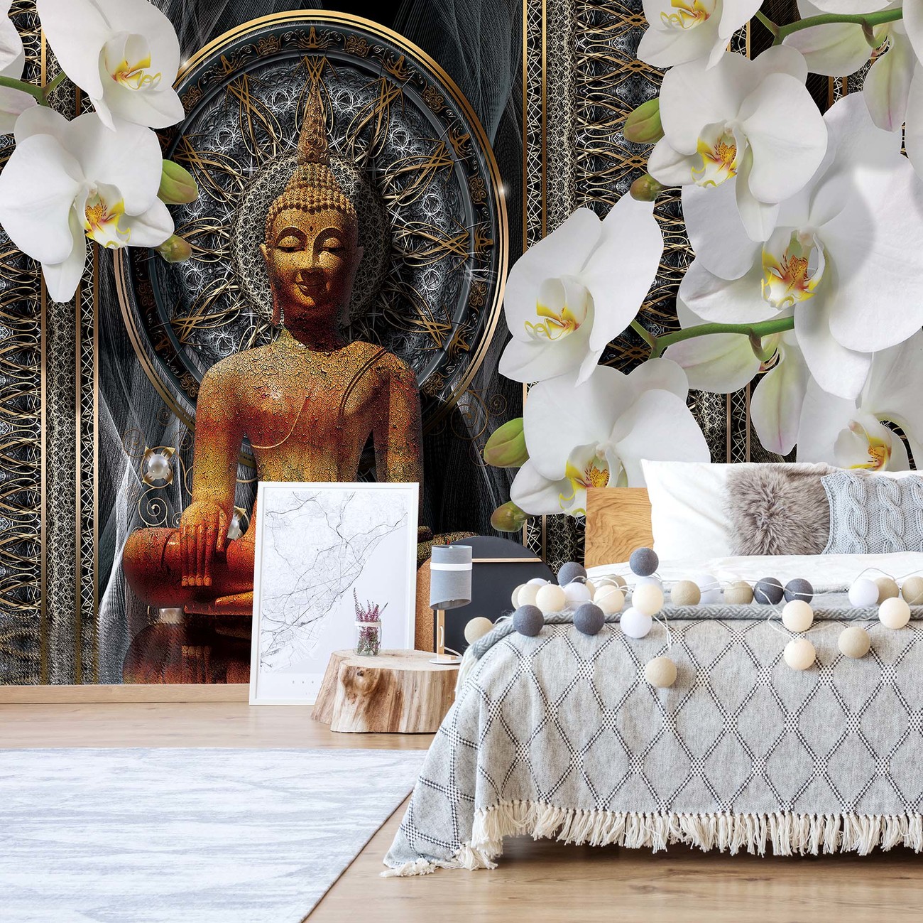 Buddha Zen Flowers Orchids Mandala Fototapet Europosters Ro