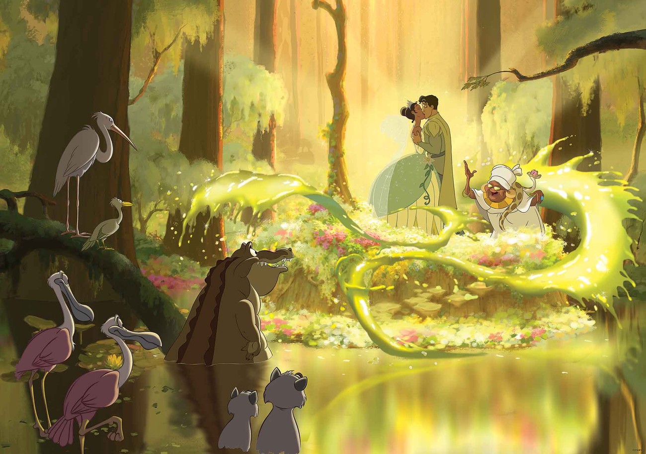 Fototapete, Tapete Disney Prinzessin Tiana Küss Frosch bei EuroPosters