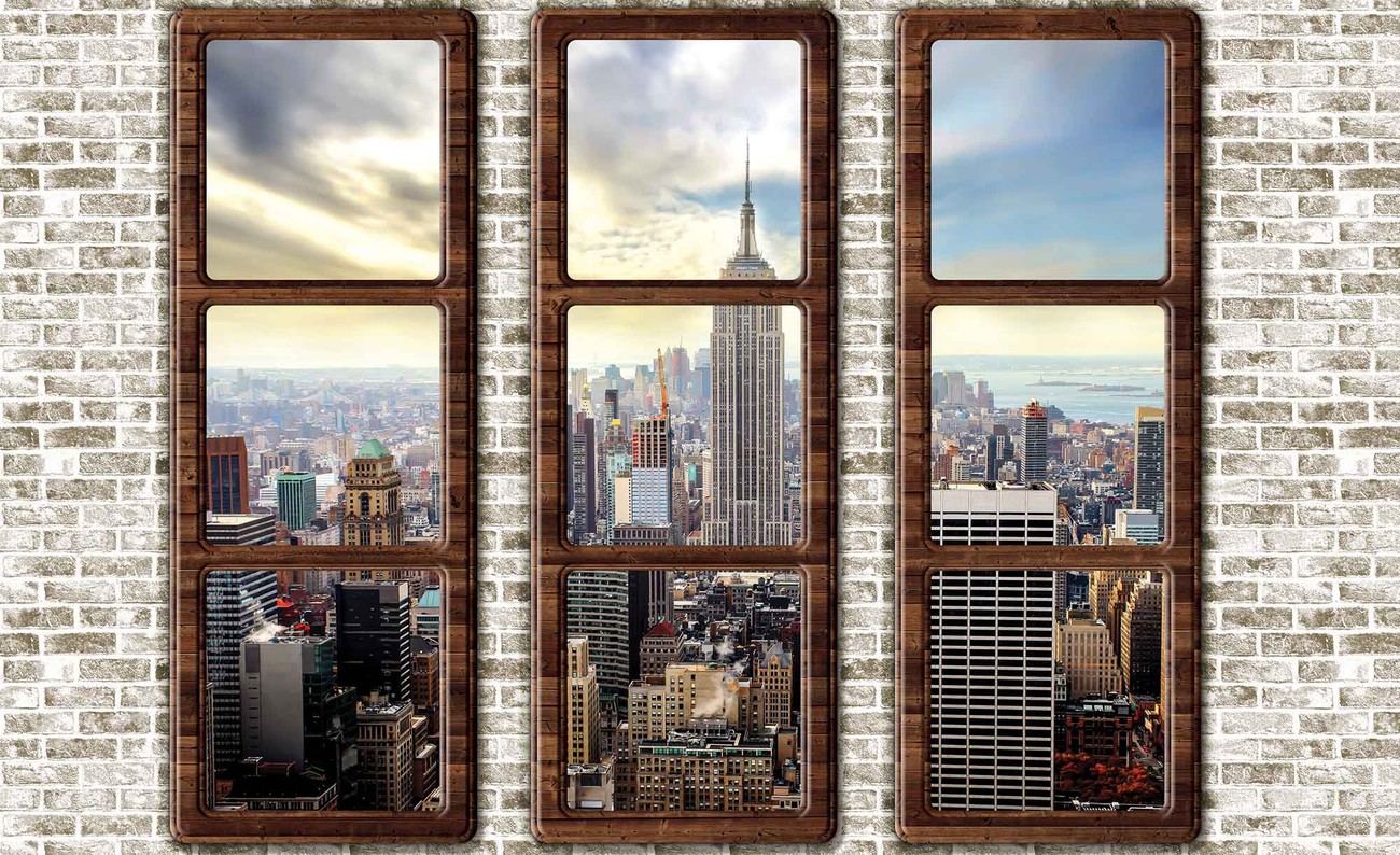 Fototapete, Tapete New York City Skyline Fenster Ausblick