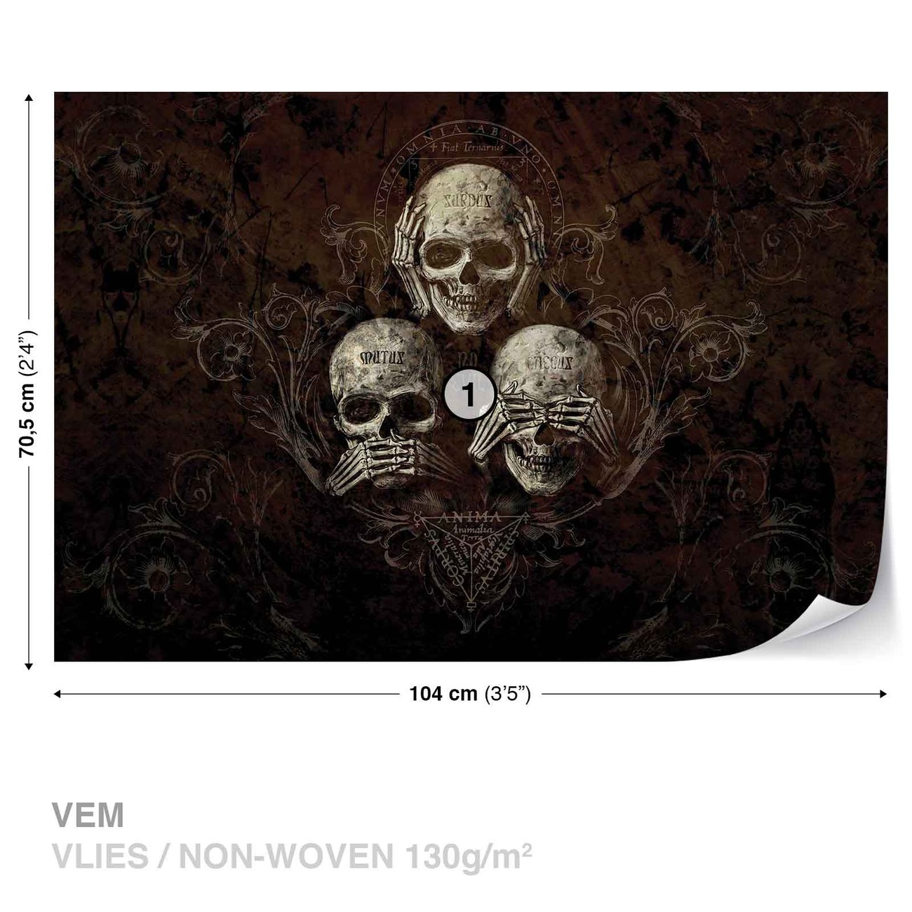 Tapete Papier Fototapete Totenkopf Schädel Alchemy Gothic