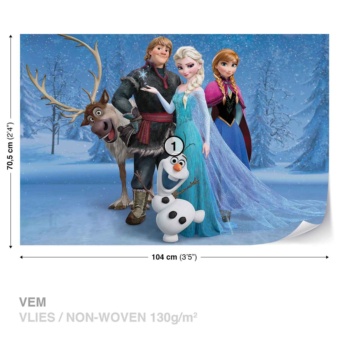 Ødelægge Rejsende købmand sy Disney Frozen Elsa Anna Olaf Sven Fototapet, Tapet på Europosters.dk