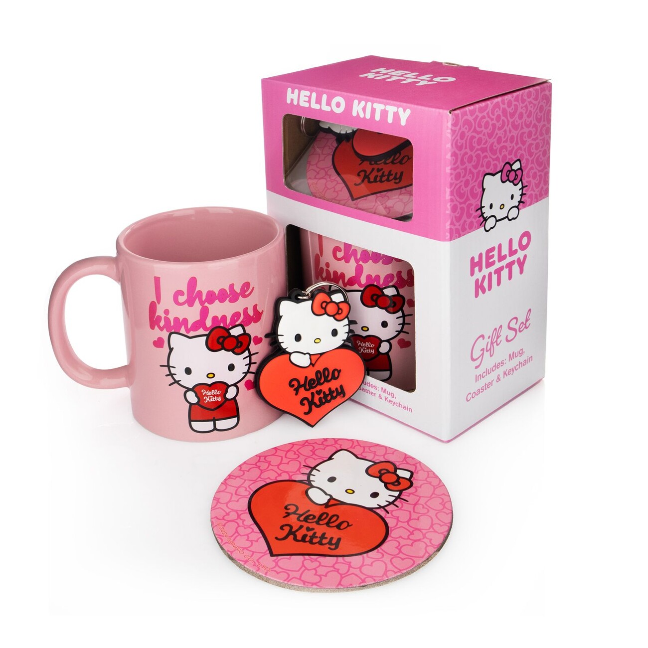 Hello Kitty My Heart Geschenk-Set - Tasse, Untersetzer & Schlüsselanhänger - Sammlerstück
