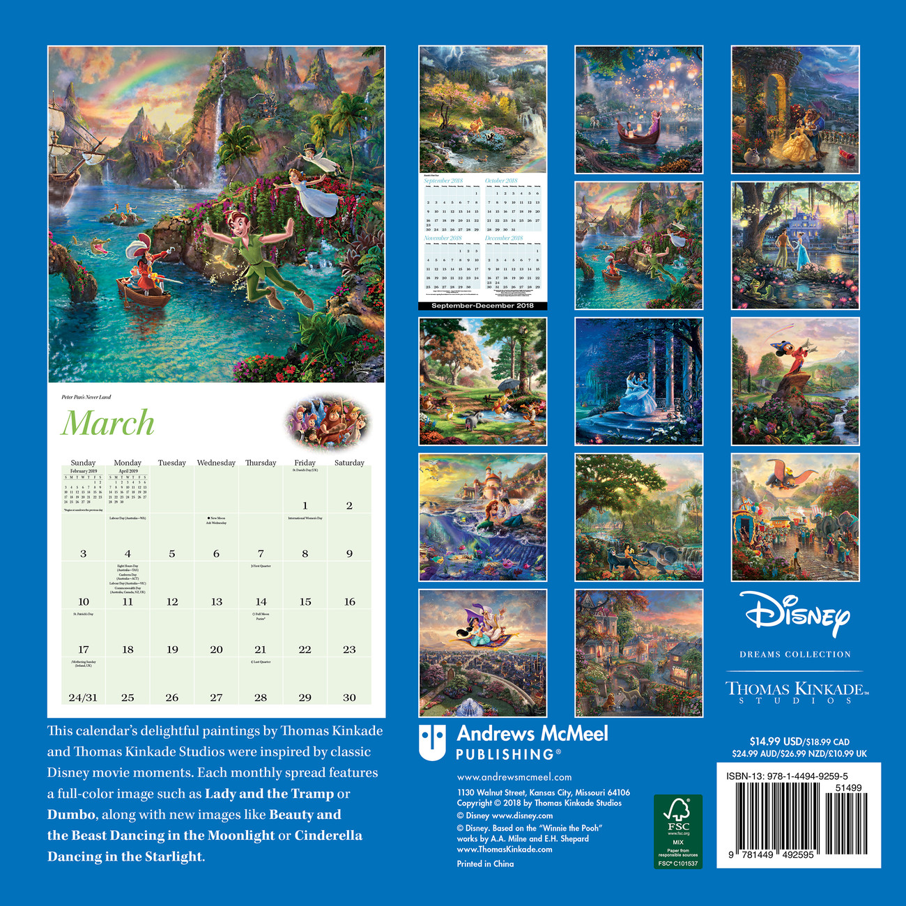 Thomas Kinkade The Disney Dreams Collection Kalendáře na zeď 2024