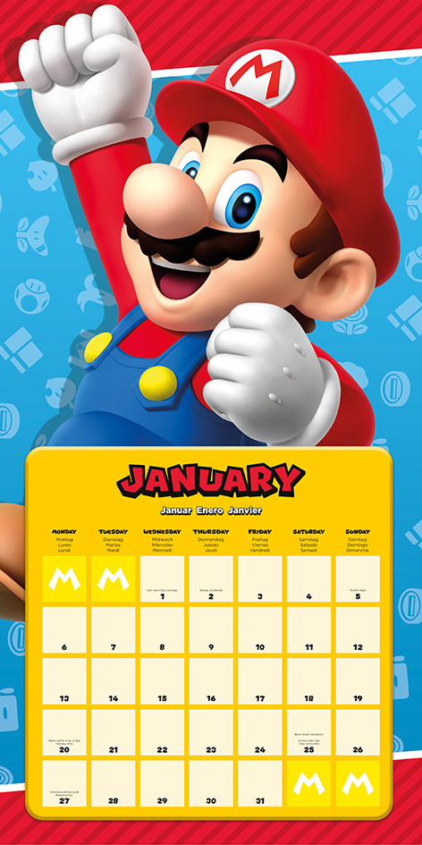 Super Mario Wandkalender Kalender für Kinder 2022 