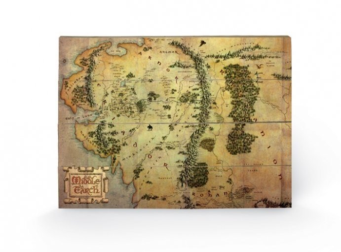 Poster su legno Lo Hobbit - Mappa della Terra di Mezzo