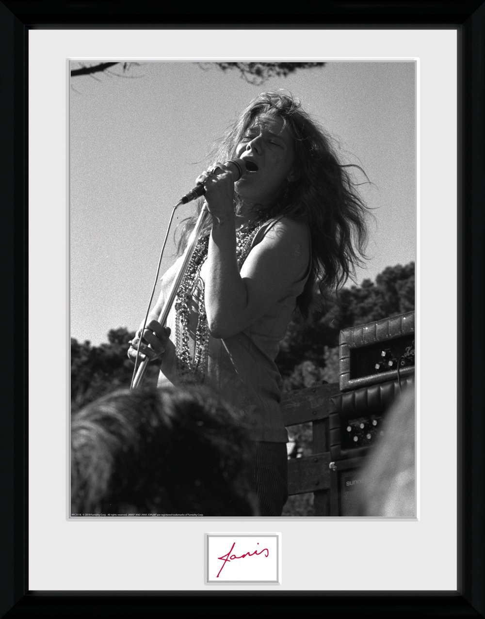 Janis Joplin Singing BW Poster enmarcado Posters.es