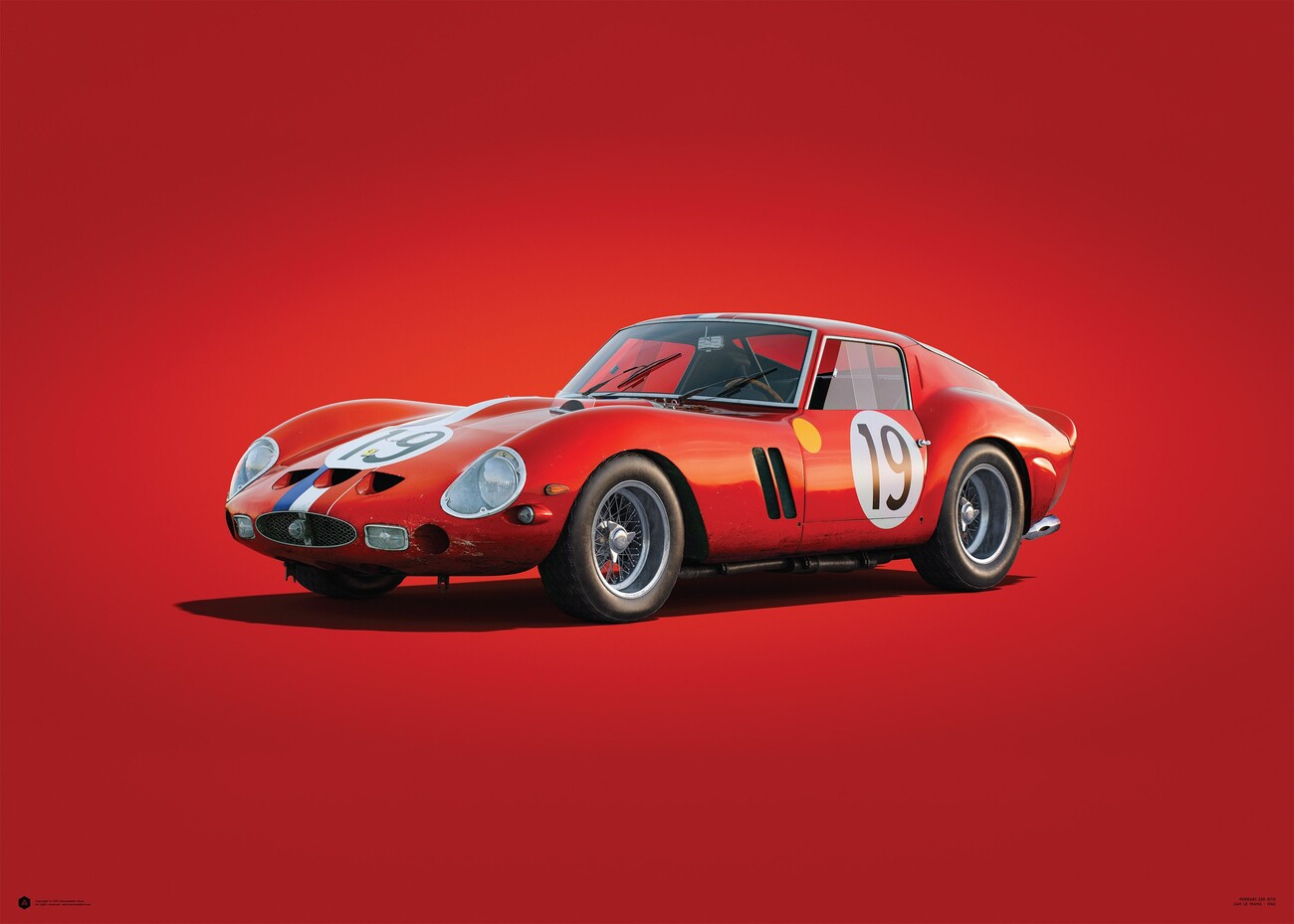 Ferrari 250 GTO - Red - 24h Le Mans 1962 Kunsttryk Billede på Europosters.dk