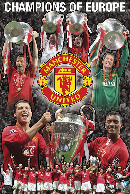 Manchester United - Euro collage 07/08 Plakat, Poster online på Europosters